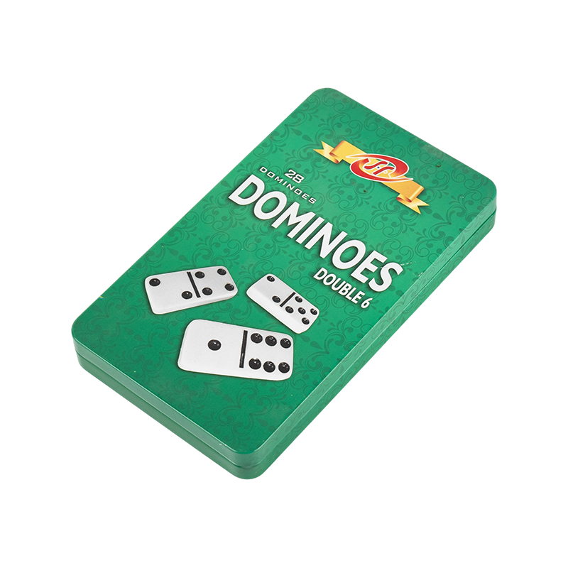 Padrão Double Six Domino em caixa de ferro azul escuro