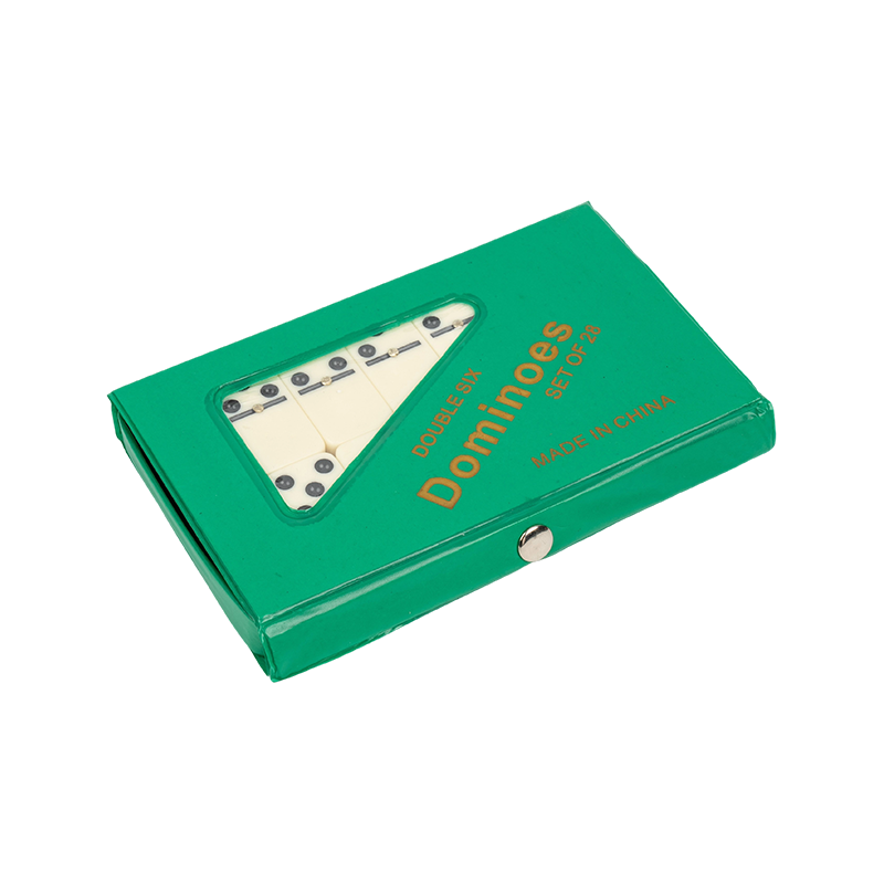 Double Six Dominoes Tiles para adultos e crianças com estojo de PVC verde