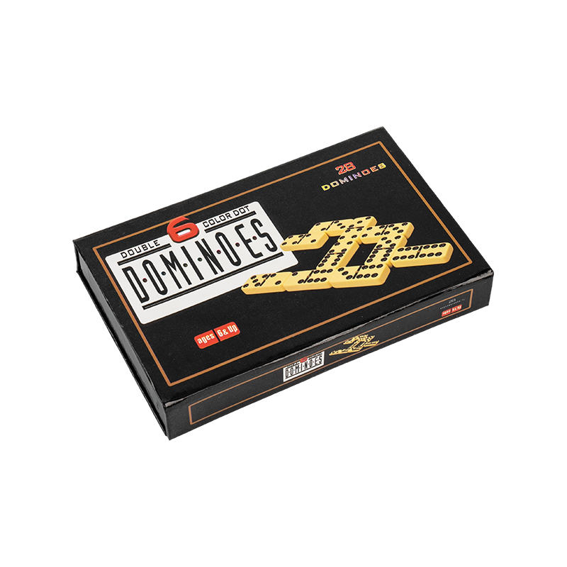 Classic Double Six Dominoes em Caixa de Papel de Marfim