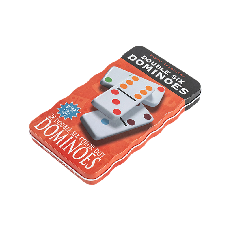 Domino duplo clássico com caixa de ferro vermelho 